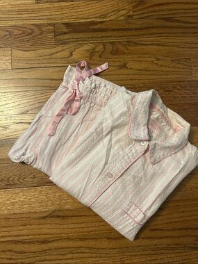 Victoria's Secret Pink & White Striped Cotton Pajama Set